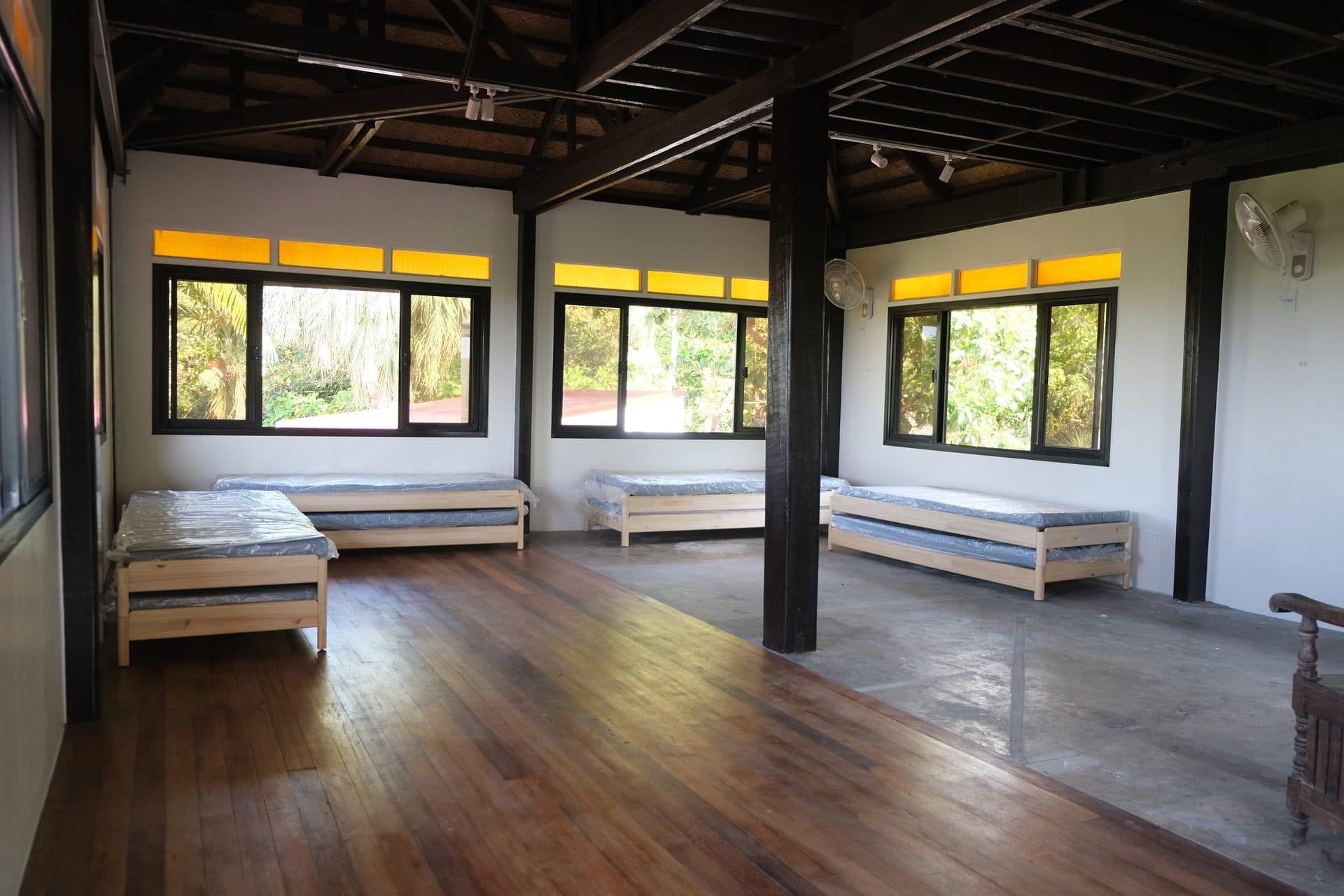 Balay sa Pansol dormitory bedroom with modular single beds